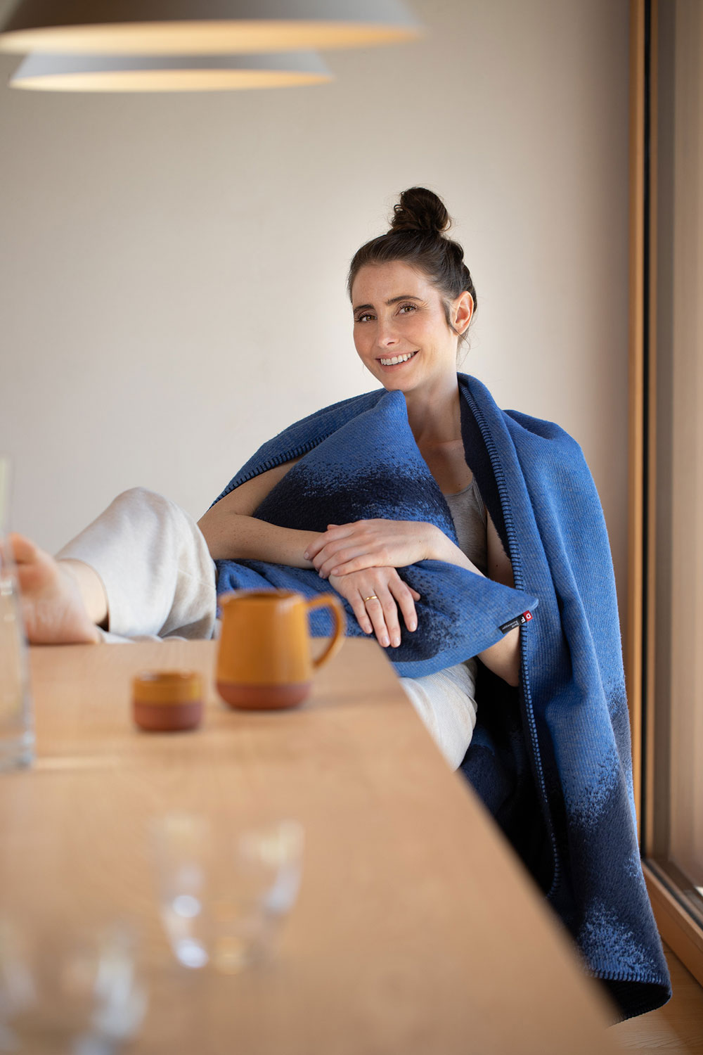 King GnuCEN+RAL BLANKET　【未開封】 Order Cozy Blanket linear Color Deep Blue 135x200cm by David