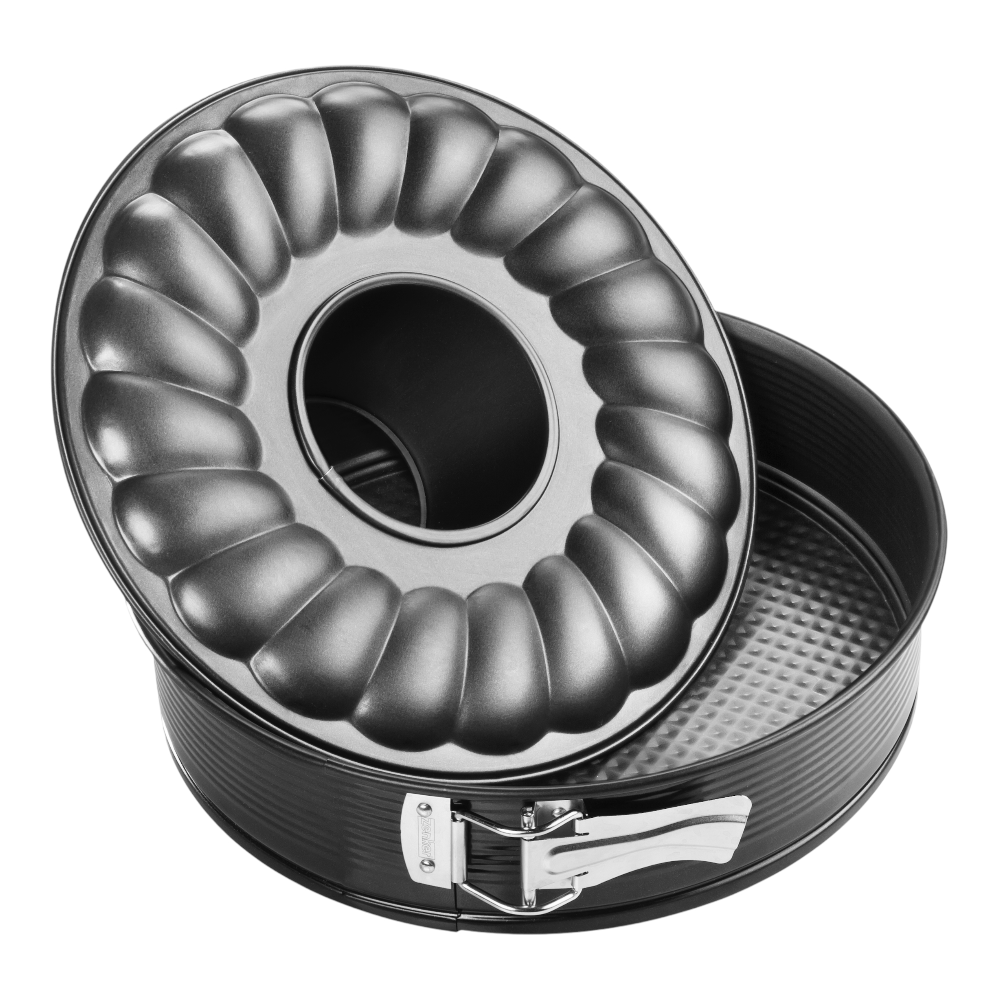 Zenker 3407 Springform Cake Tin with 2 Bases 24 cm Black