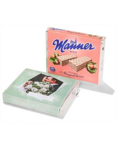 Personalized wedding package: 160 pcs. Manner Neapolitan 75g with cardboard slipcase