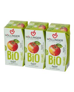Bio Apfel Schulsaft 3x200ml - perfekt für jede Jausenbox - handlich kleiner Durstlöscher - mit Strohhalm von Höllinger Juice