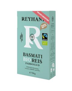 Bio Faitrade Basmati Reis Parboiled 750g - Perfekt für gemischte Gemüse- und Fleischgerichte - Einfache Zubereitung - besonders Körnig und locker von Reyhani