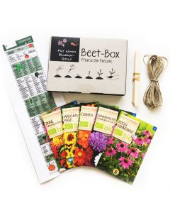 Bio Beet Box - Für einen Blumengruß - Saatgut Set inklusive Pflanzkalender und Zubehör - Geschenkidee für Hobbygärtner