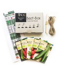 Bio Beet Box - Jausenbox - Saatgut Set inklusive Pflanzkalender und Zubehör - Geschenkidee für Hobbygärtner