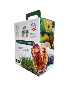 Pressgold Universaldünger - organische Hühnermist Pellets 3kg - Ohne jegliche Zusatzstoffe - Mit vielen natürlichen Nährstoffen - Fördert die Hummusbildung