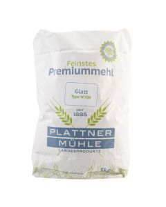 Weizenmehl Type 700 Glatt 5000g - vielseitig einsetzbar - ohne Zusatzstoffe - schonende Vermahlung - wertvolle Inhaltsstoffe von Plattner Mühle
