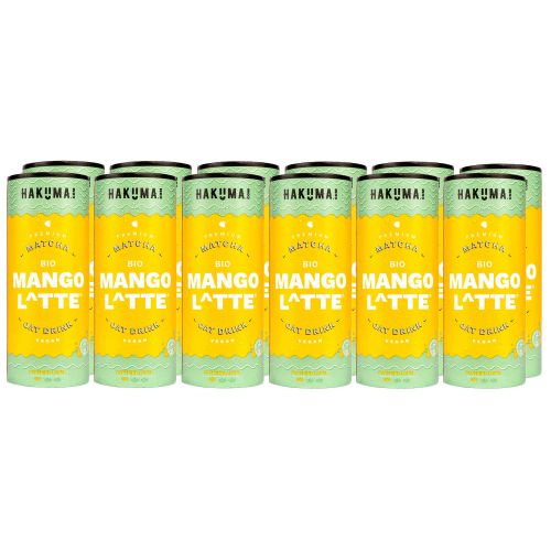 HAKUMA Bio Mango Latte 12 x 235ml - Premium Mango Latte auf Hafermilchbasis mit fruchtiger Mango - in der CartoCan - vegan und glutenfrei von HAKUMA