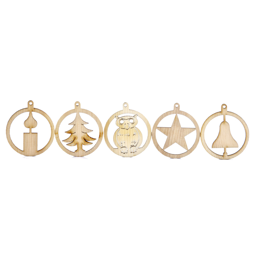ABSOFINE Weihnachtsbaumschmuck — 12 Bunte Holz-Anhänger Mit Motiven Wie Weihnachtsmann, Schneemann & Tannenbaum, Inkl. Aufhänger