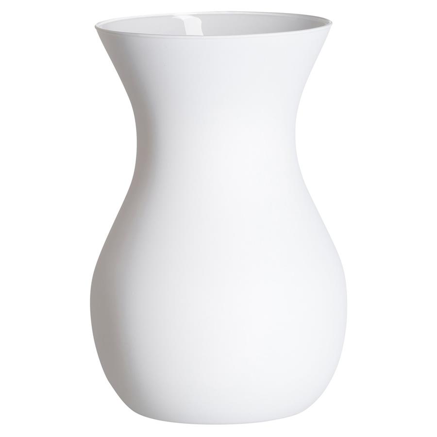 Flower vase ANNALENA, White matt glass, conical shape, height: 180 mm